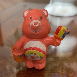 Vintage Care Bear Cheer character Figure Paint Brush Can 1983 play Toy Bears